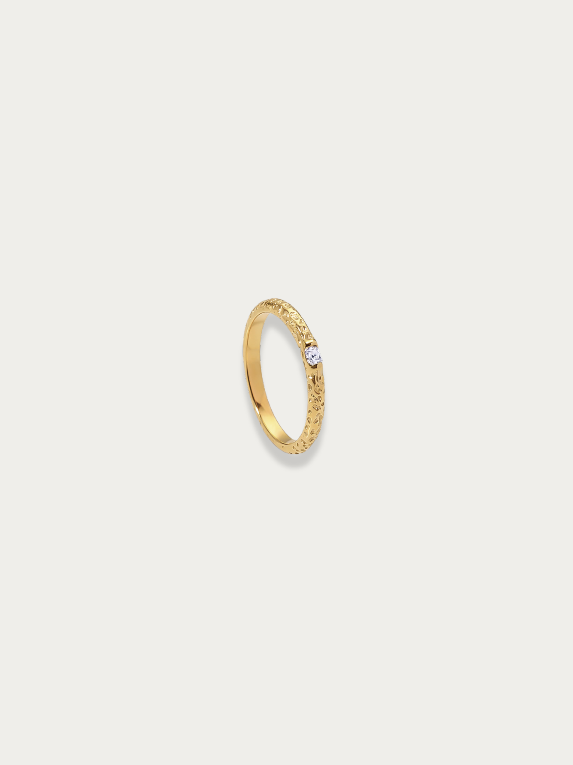 MNML Elon Gem Stardust Textured Ring in gold titanium steel — front view, textured ring Malaysia