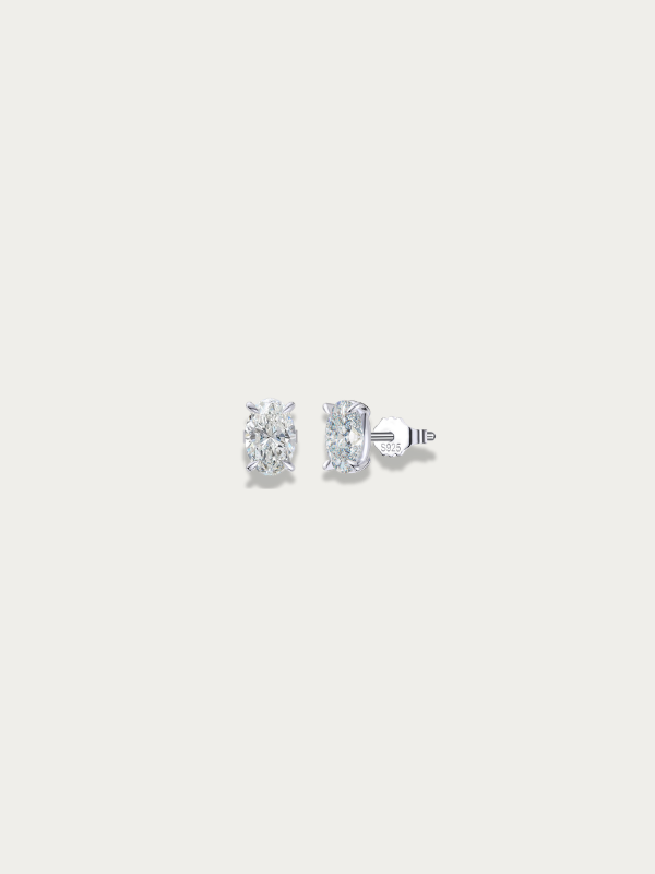 MNML Élora Eternal Brilliance Stud Earrings Oval Cut in 925 silver — front view, oval stud earrings Malaysia