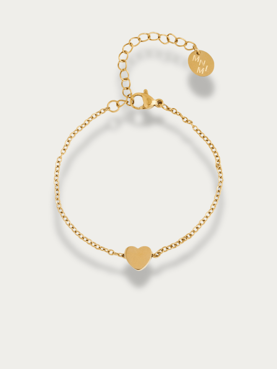 MNML Erina Mini Heart Engravable Bracelet in gold stainless steel — gold heart charm bracelet Malaysia
