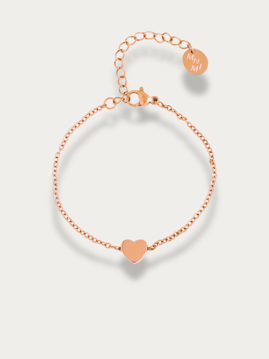MNML Erina Mini Heart Engravable Bracelet in rose gold stainless steel — rose gold heart bracelet Malaysia