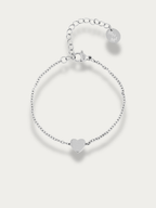 MNML Erina Mini Heart Engravable Bracelet in stainless steel silver — front view, engravable bracelet Malaysia