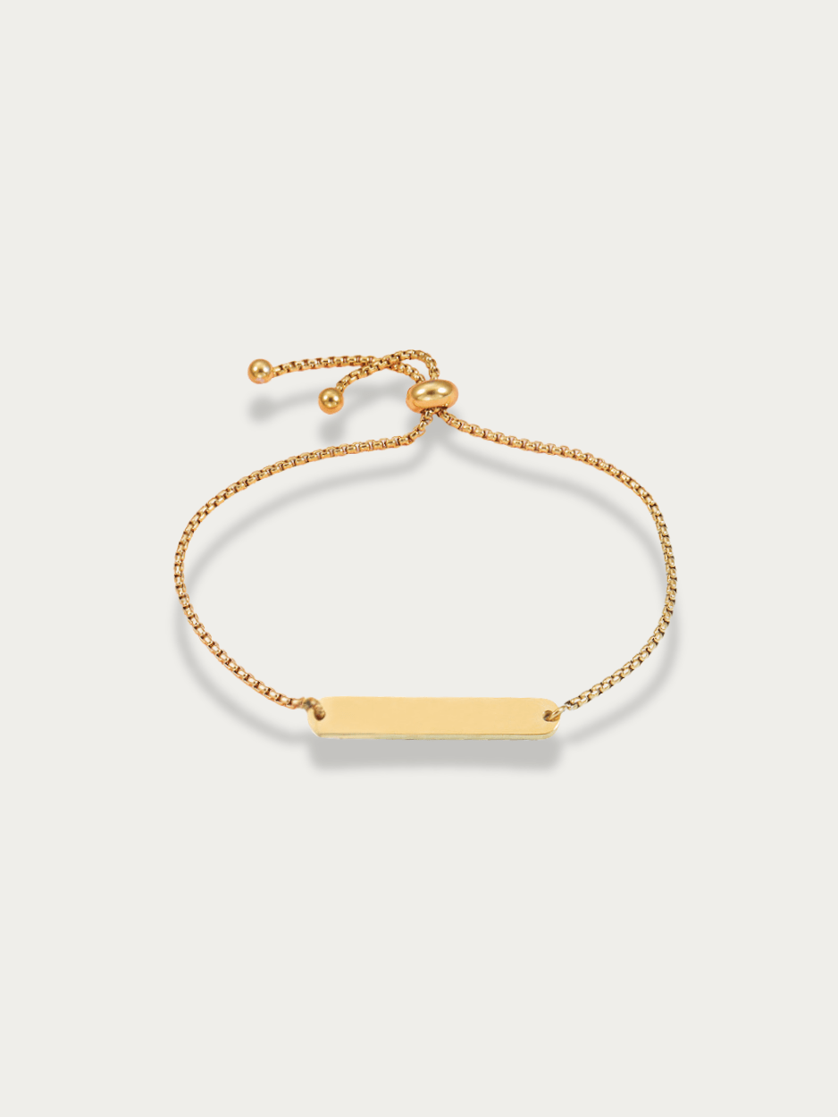 MNML Eterna Engravable Bar Bracelet in stainless steel gold — front view, bar bracelet Malaysia