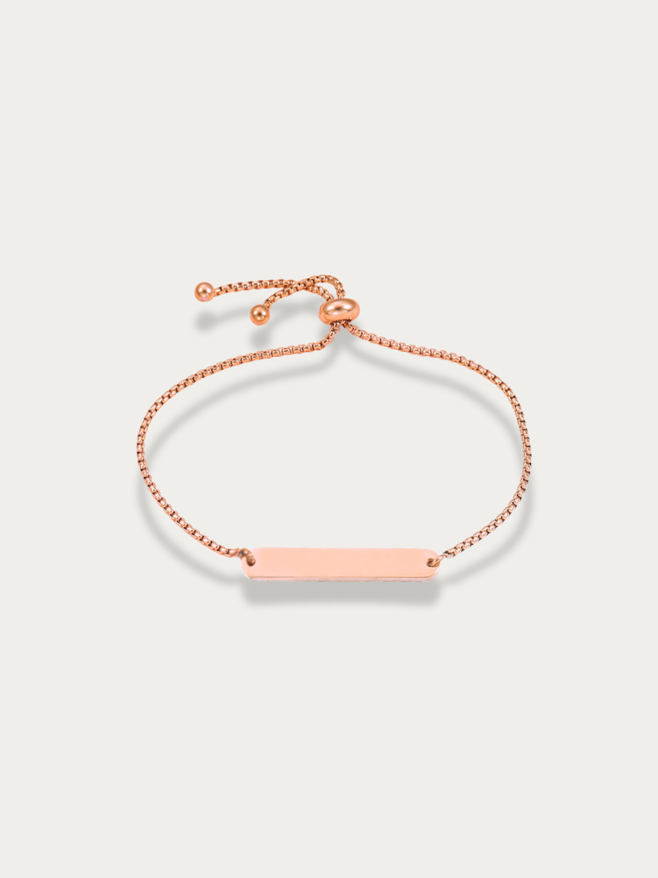 MNML Eterna Engravable Bar Bracelet in stainless steel rose gold — rose gold personalised bracelet