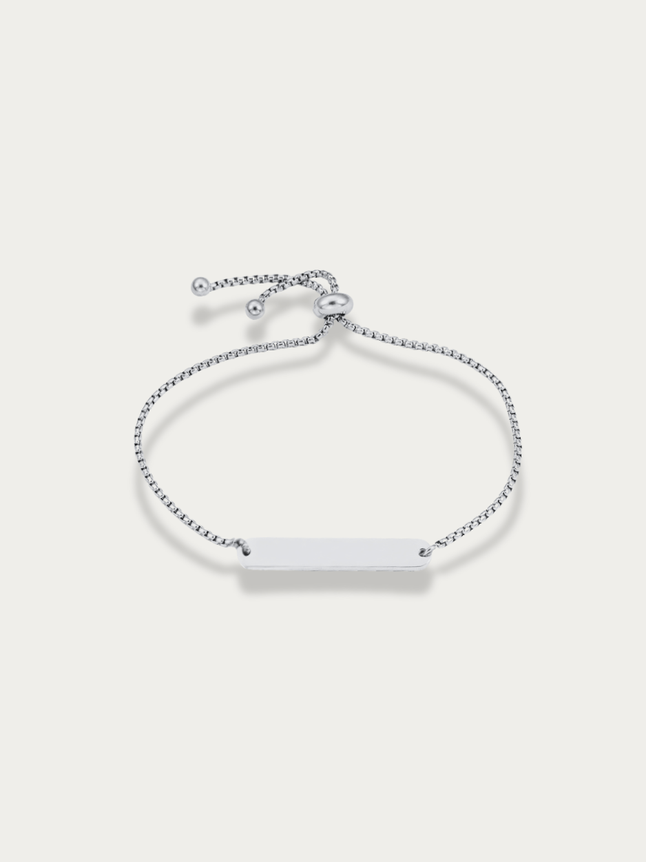 MNML Eterna Engravable Bar Bracelet in stainless steel silver — front view, bar bracelet Malaysia