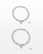 MNML Farell Figaro Chain Bracelet 19cm vs 21cm comparison — two size options stainless steel