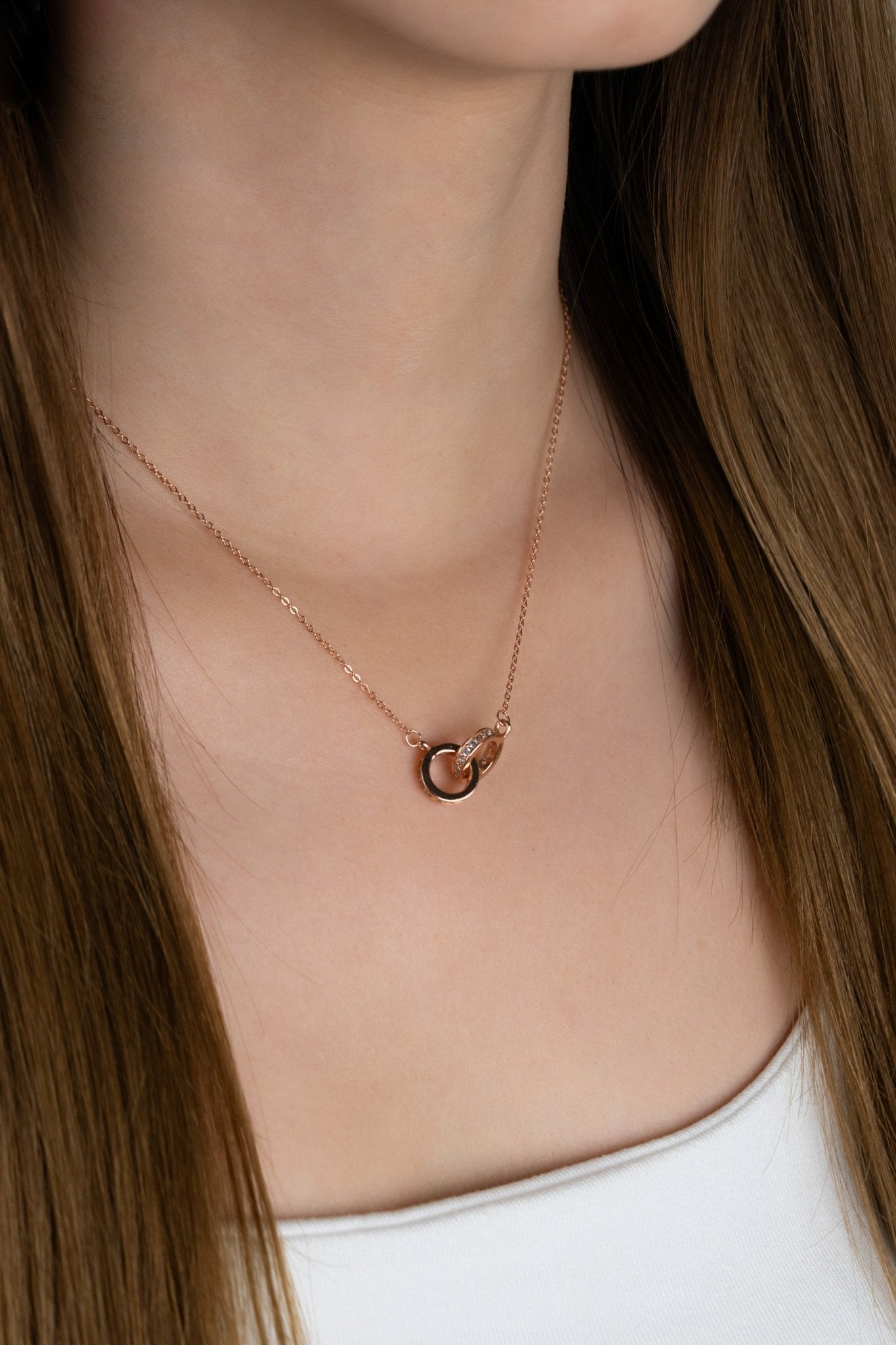 FINLEY Interlocked Diamonds Necklace in Rose Gold finish