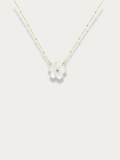 MNML Fleur Blanche Necklace in titanium gold with mother-of-pearl flower — front view, flower necklace Malaysia