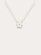 MNML Fleur Blanche Necklace in titanium gold with mother-of-pearl flower — front view, flower necklace Malaysia