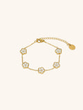 MNML Floral Clovers Bracelet in gold stainless steel mother of pearl — gold clover charm bracelet Malaysia