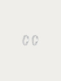Flowy Paved Essential Huggie Earrings with a single wavy row of pavé CZ in rhodium-plated 925 sterling silver, front view