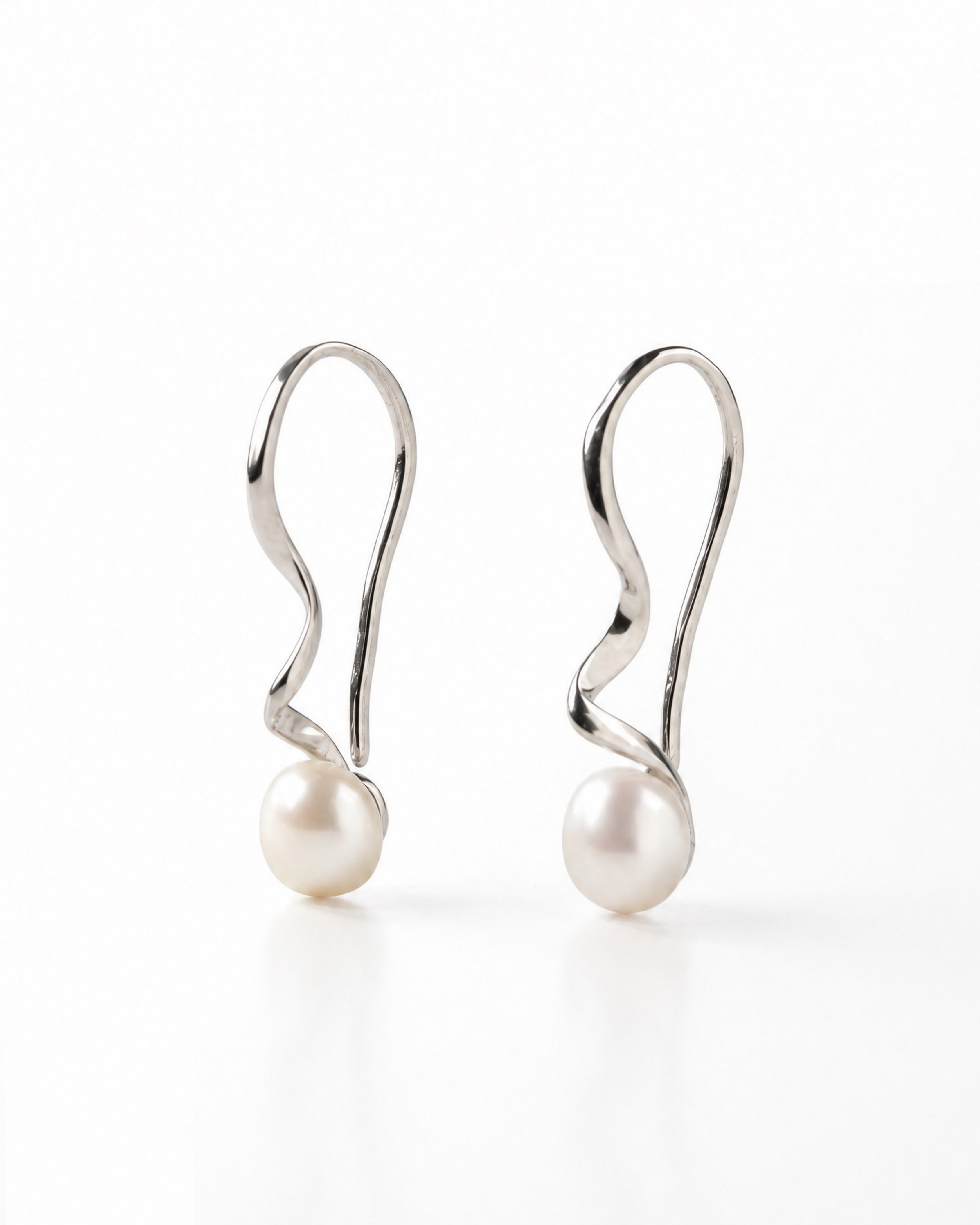 Fluidity Wave Freshwater Pearl Drop Earrings in 925 sterling silver 