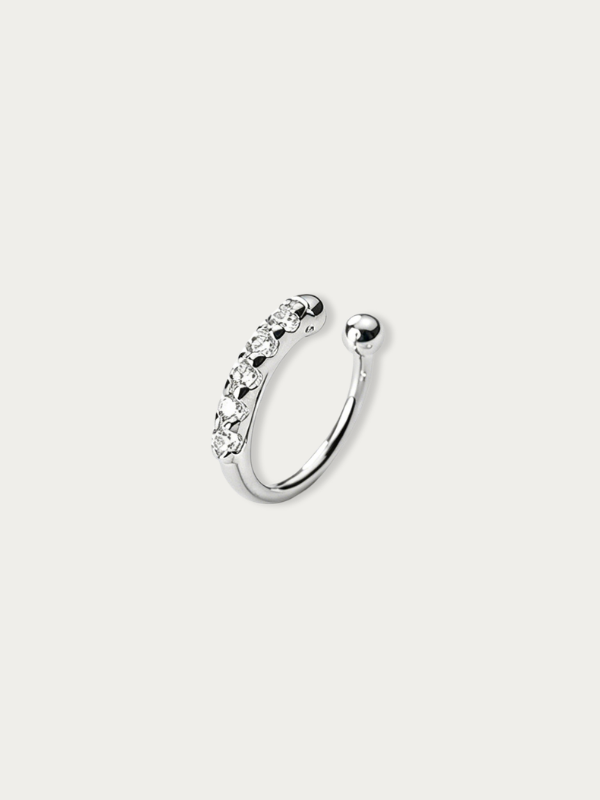 MNML Freya Everyday Pavé Single Ear Cuff in 925 silver rhodium with CZ — front view, no piercing ear cuff Malaysia