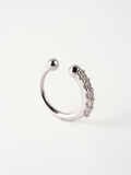 Close-up of slim pavé CZ row on MNML Freya Everyday Ear Cuff — delicate stone sparkle detail