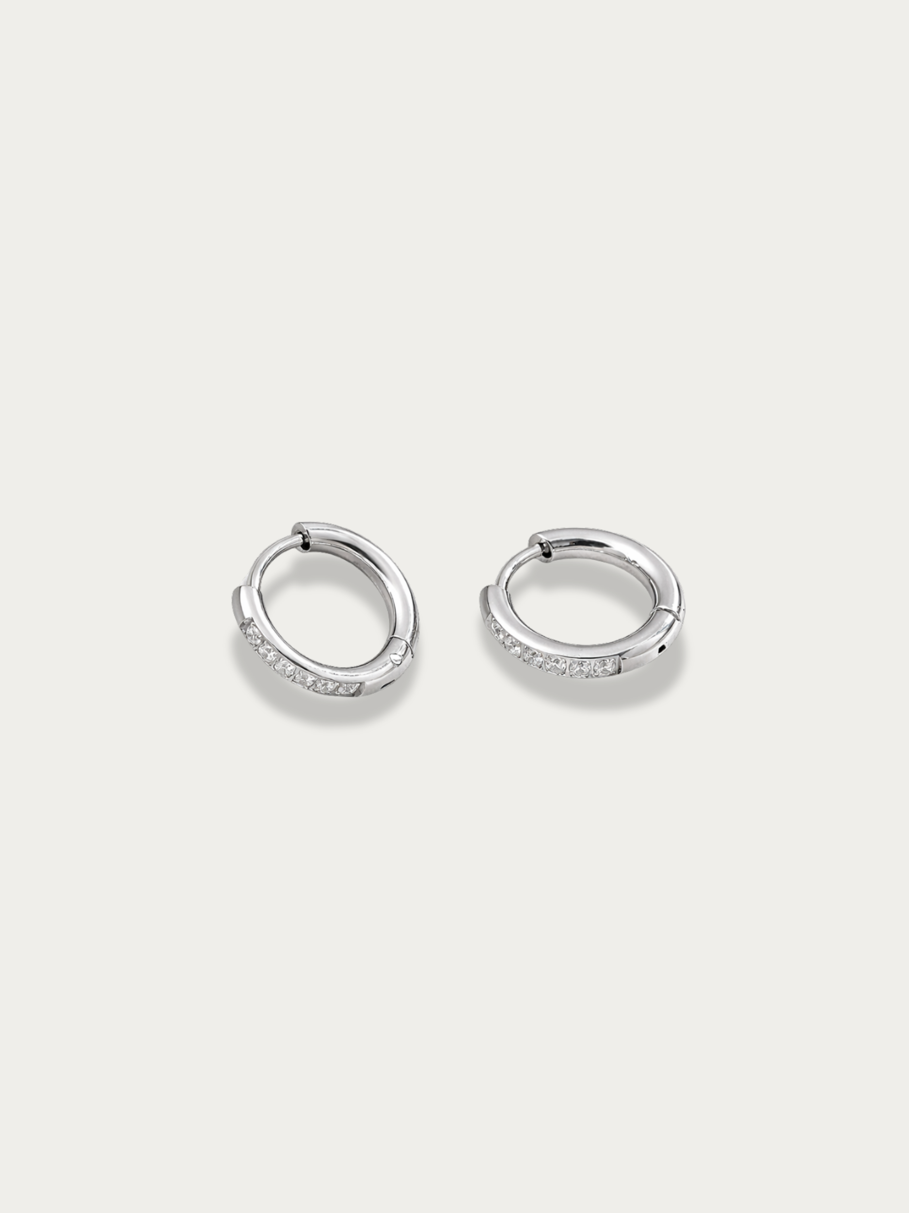 Giovanna Essential CZ Huggie Earrings in silver finish 