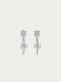 Glint Cross Drop Snowflake Stud Earrings - Minimalist Lab