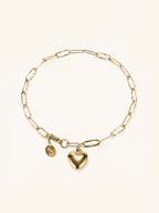 MNML Heart Chain Engravable Bracelet in titanium gold — gold heart charm bracelet Malaysia