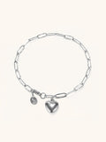MNML Heart Chain Engravable Bracelet in titanium silver — front view, engravable heart bracelet Malaysia