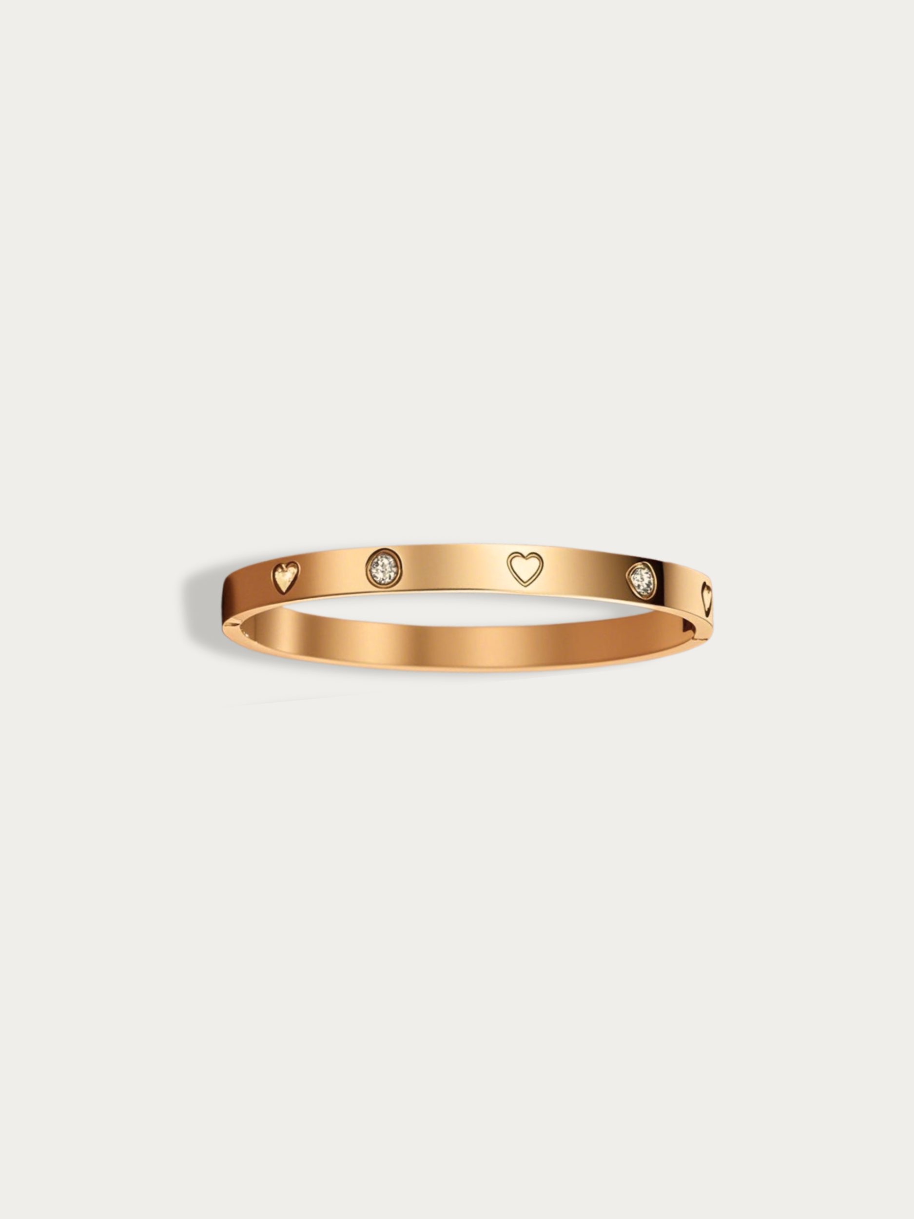 MNML Heart Spark Slim Bangle in titanium steel gold — gold heart CZ bangle Malaysia