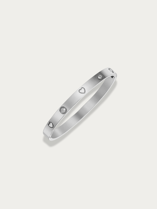 MNML Heart Spark Slim Bangle in titanium steel silver — front view, heart bangle Malaysia
