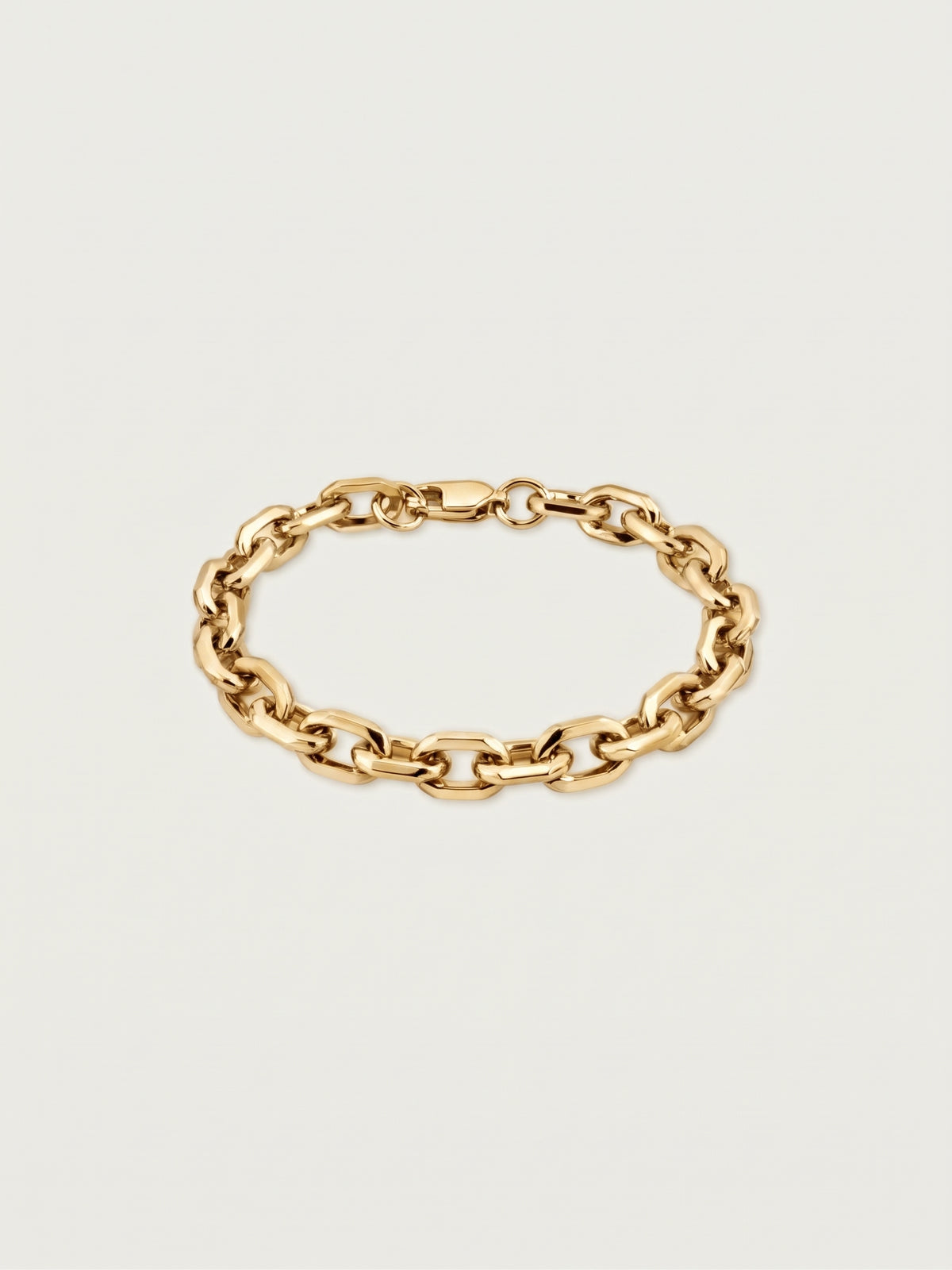 Hex Link Bracelet in gold-tone stainless steel with angular, faceted chain links, front view
