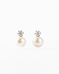 Hikari Petite Freshwater Pearl Drop Earrings in 925 sterling silver with CZ stone