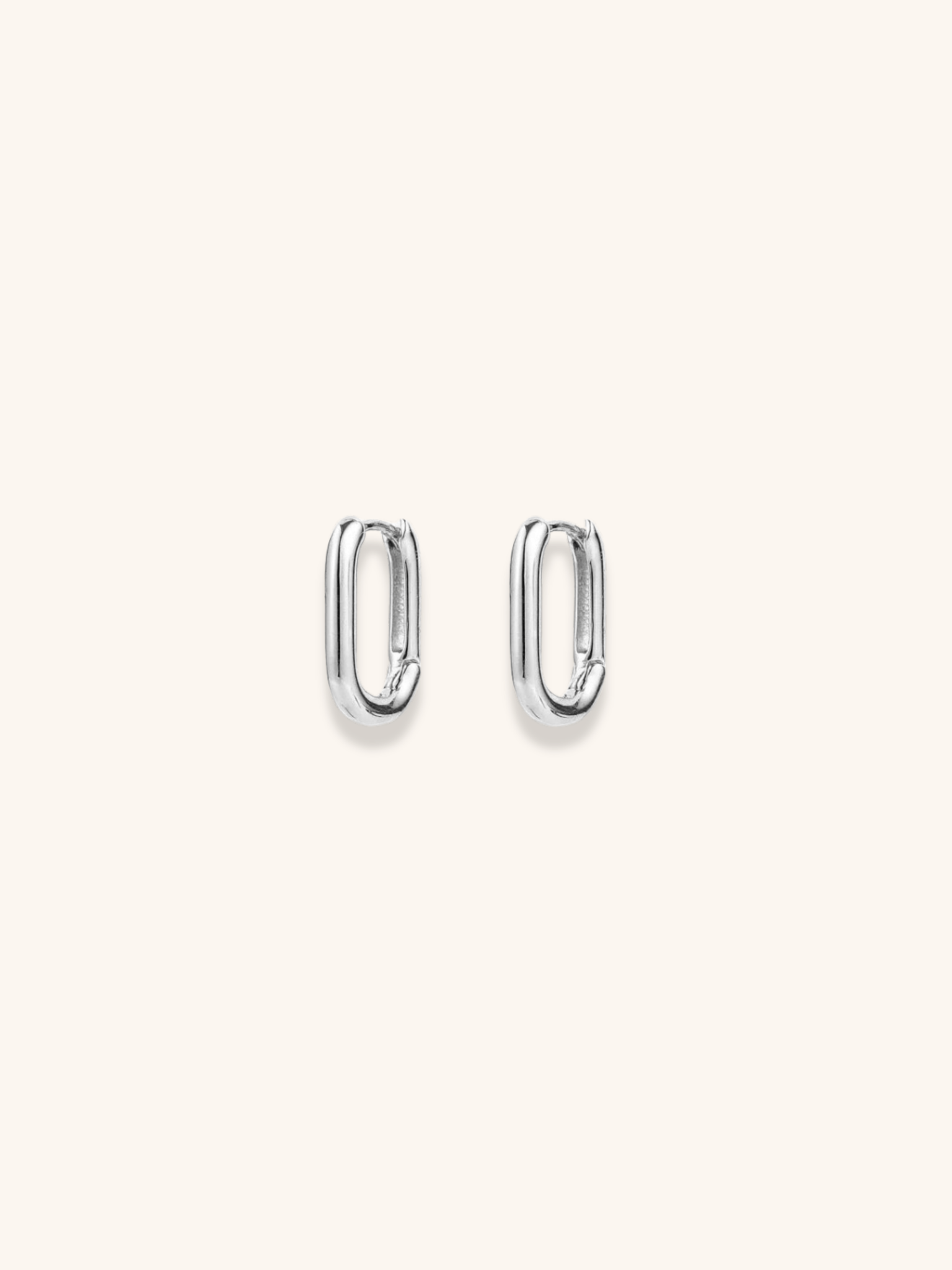 HUGO Oval Sterling Silver Ear Hoops in Silver finish 