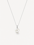 MNML Isabelle Minimalist Pearl Necklace in 925 silver rhodium — front view, pearl necklace Malaysia
