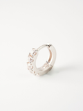 Close-up of full-front pavé CZ coverage on MNML Jeanne Luxe Single Huggie — maximum sparkle detail