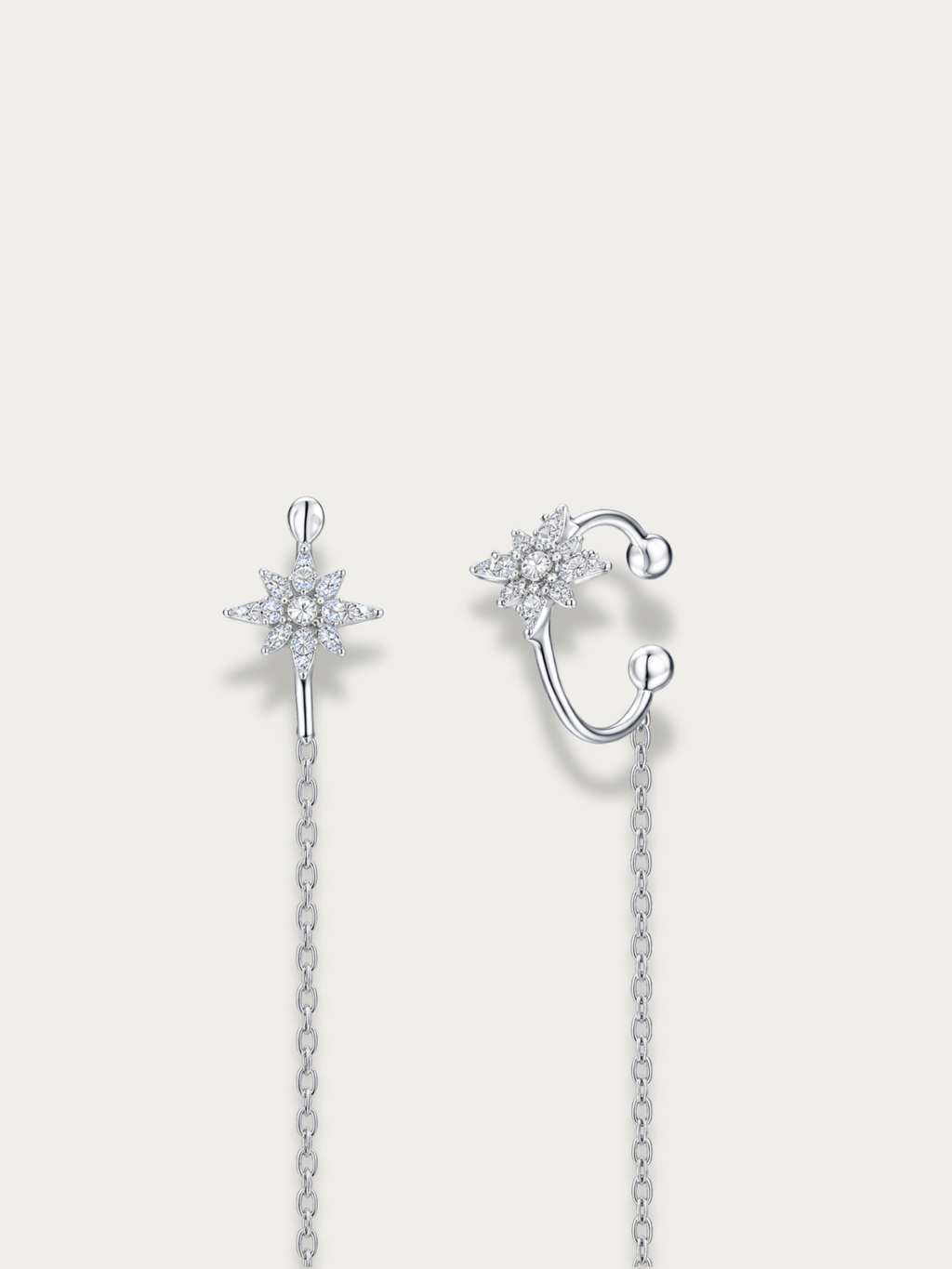 Close-up of celestial star motif on Kaia earrings