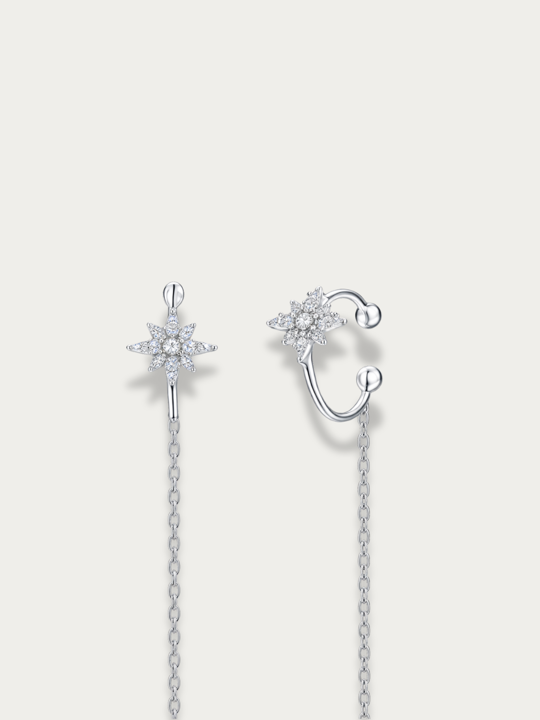 Close-up of celestial star motif on Kaia earrings