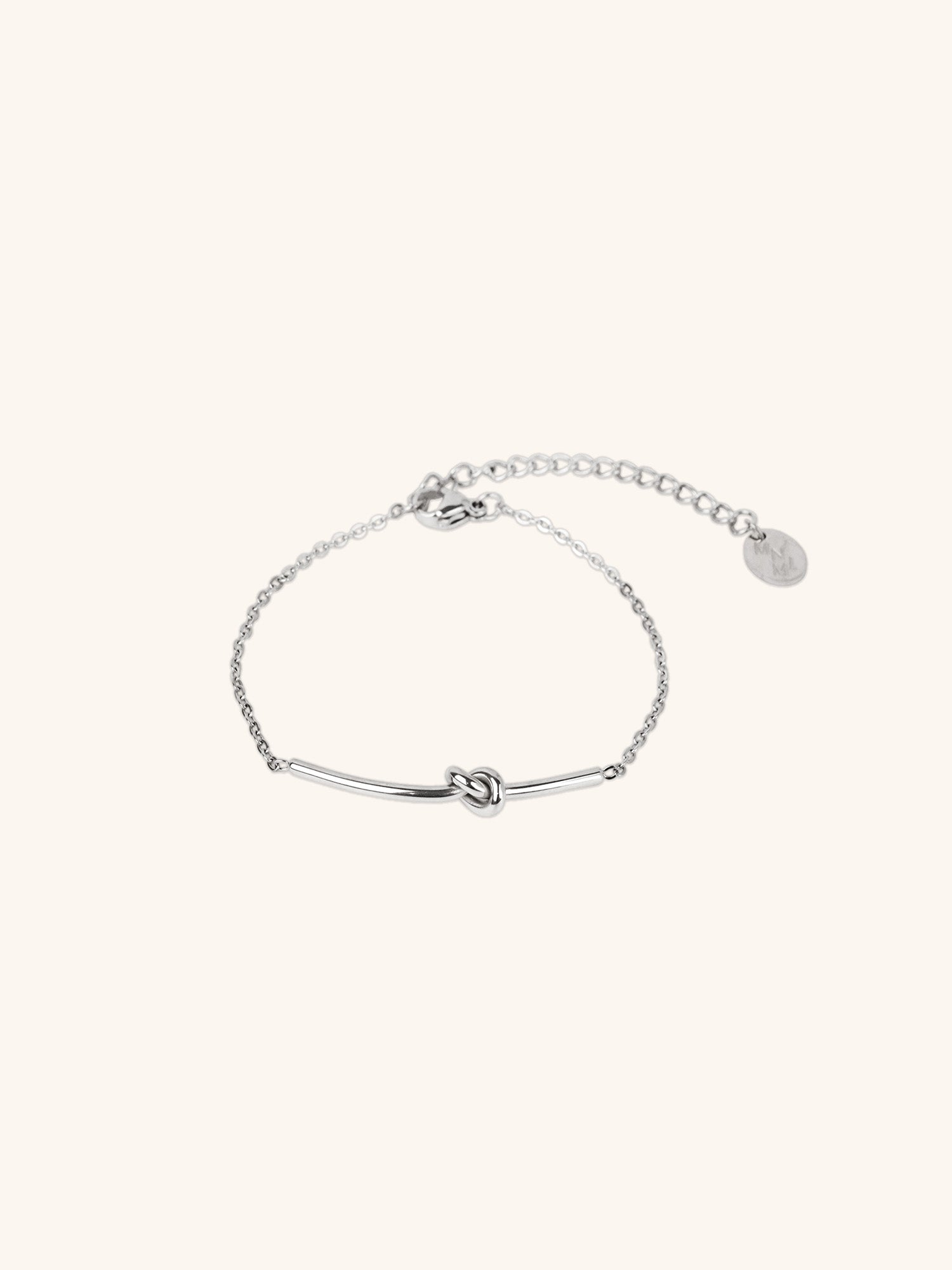 MNML Knot Bracelet in titanium silver — front view, knot bracelet Malaysia