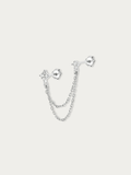 MNML Lea Double Chain Studs in 925 silver — front view, chain stud earring Malaysia