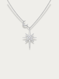 Liora Celestial Moissanite Necklace with star and crescent moon pendant 
