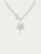 Liora Celestial Moissanite Necklace with star and crescent moon pendant 
