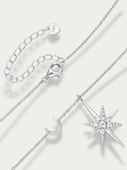 Close-up of crescent moon accent on Liora necklace