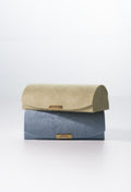 Little Haven velvet jewellery case in Sage, closed, front view