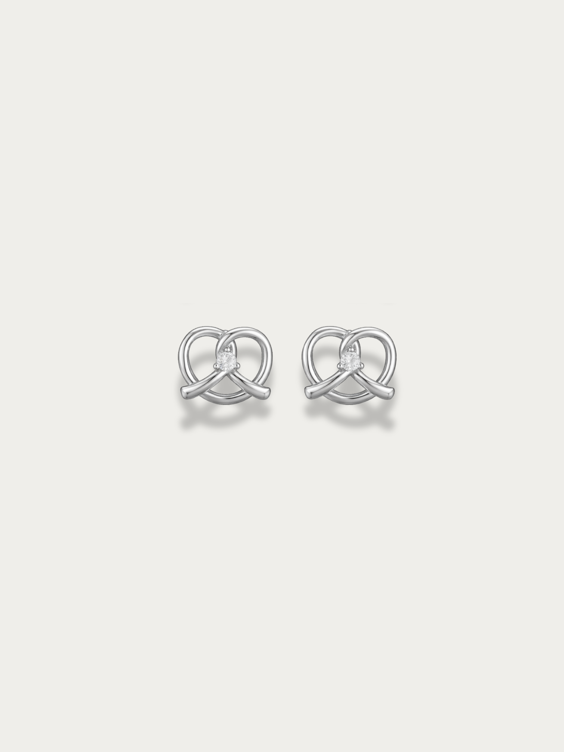 MNML Little Pretzel Stud Earrings in titanium silver — front view, pretzel stud earrings Malaysia