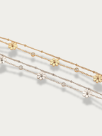 Close-up of bezel CZ station on MNML Lola Daisy CZ Layered Bracelet — subtle sparkle detail