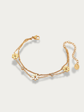MNML Lola Daisy CZ Layered Bracelet in titanium gold — front view, daisy bracelet Malaysia