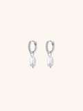 MNML Lumi Baroque Pearl Sterling Silver Ear Hoops — front view, baroque pearl hoop earrings Malaysia
