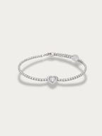 MNML Luminous Heart Tennis Clear Stone Bracelet in stainless steel silver — front view, tennis bracelet Malaysia