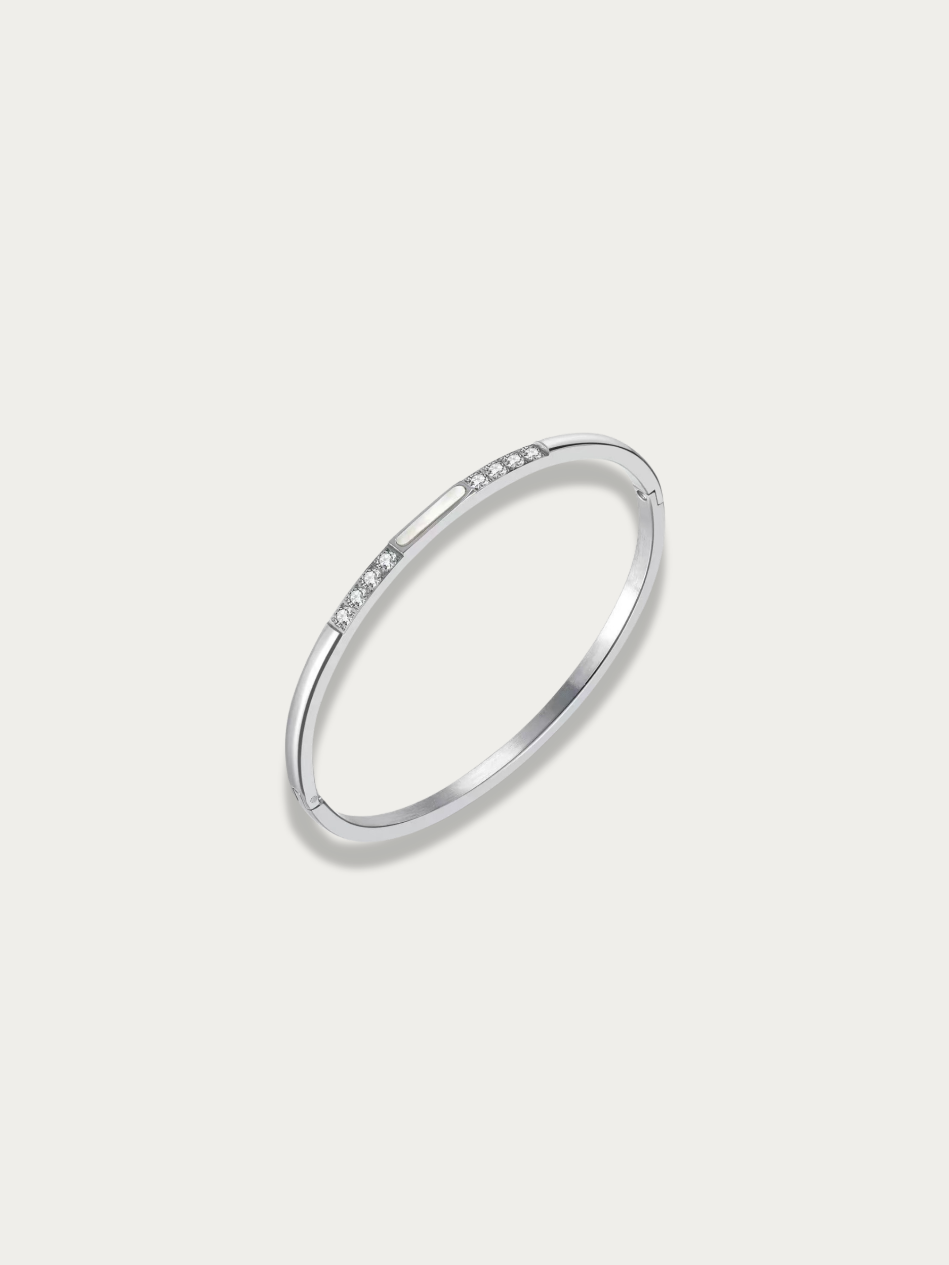 MNML Luminous Pavé Line Bangle in titanium steel silver — front view, pavé bangle Malaysia