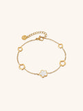 MNML Luna Blossom Radiance Mother of Pearl Bracelet in titanium gold — gold floral bracelet Malaysia