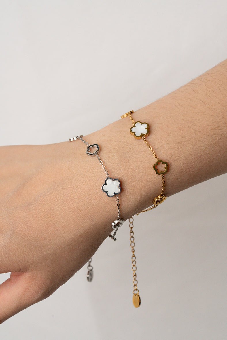 MNML Luna Blossom Radiance Bracelet layered wrist stack — floral charm bracelet stacking Malaysia