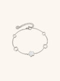 MNML Luna Blossom Radiance Mother of Pearl Bracelet in titanium silver — front view, floral bracelet Malaysia
