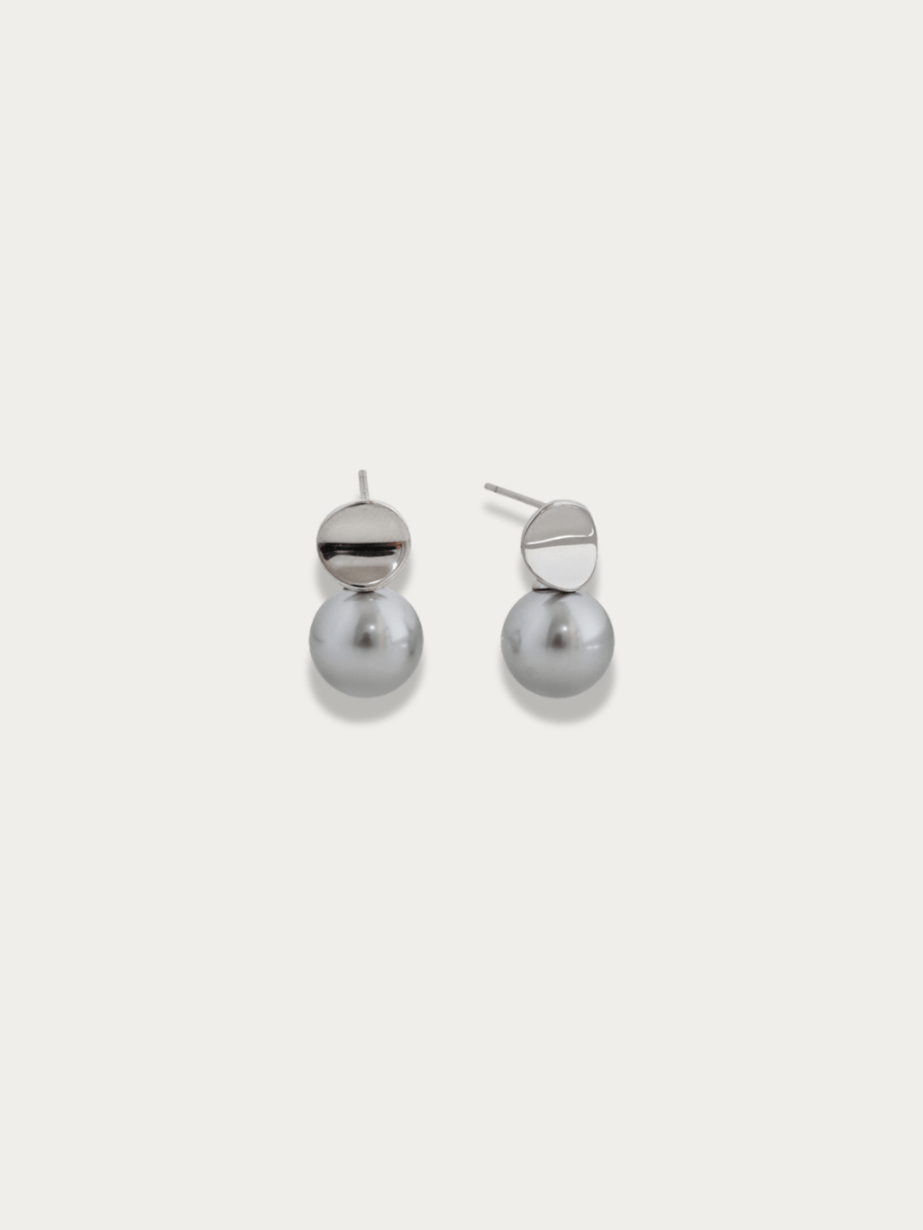 Luna Metallic Grey Pearl Stud Earrings in 925 sterling silver