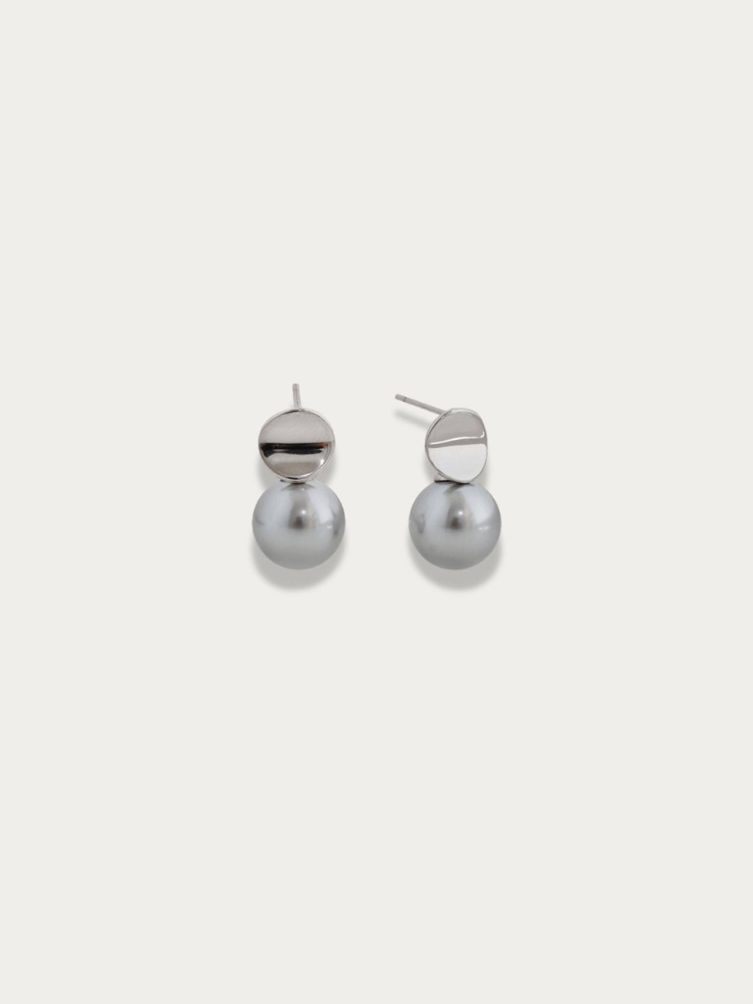 Luna Metallic Grey Pearl Stud Earrings in 925 sterling silver