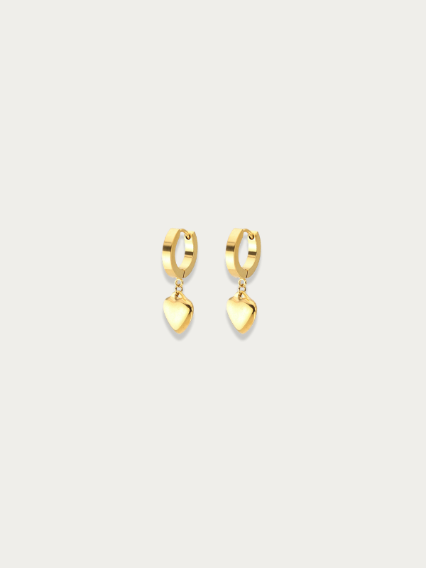 Lunette Heart Drop Earrings in Gold titanium