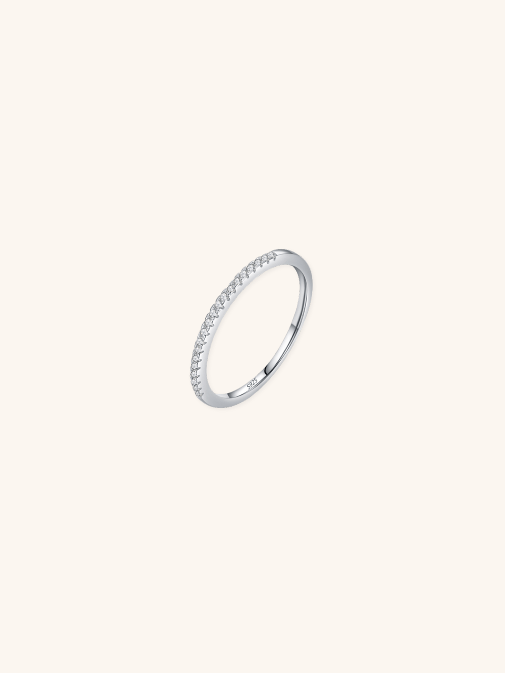 MNML LYCIA Pavé Diamond Sterling Silver Ring in clear CZ — front view, pavé stacking ring Malaysia