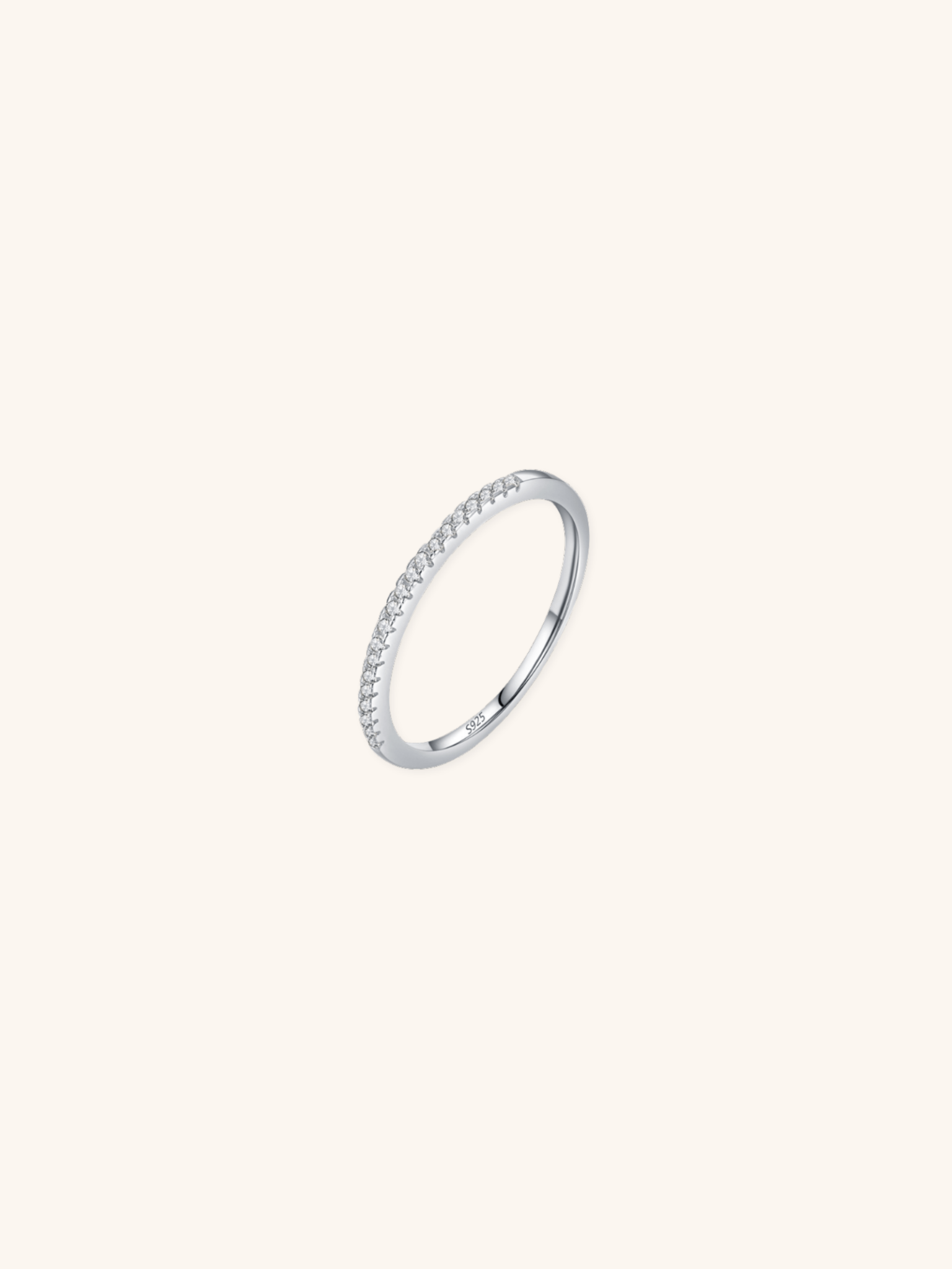 MNML LYCIA Pavé Diamond Sterling Silver Ring in clear CZ — front view, pavé stacking ring Malaysia